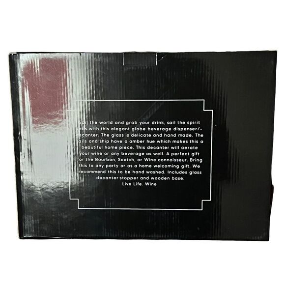 The Wine Savant Whiskey Decanter Globe Set with 2 Etched Whiskey Glasses - Picture 8 of 8